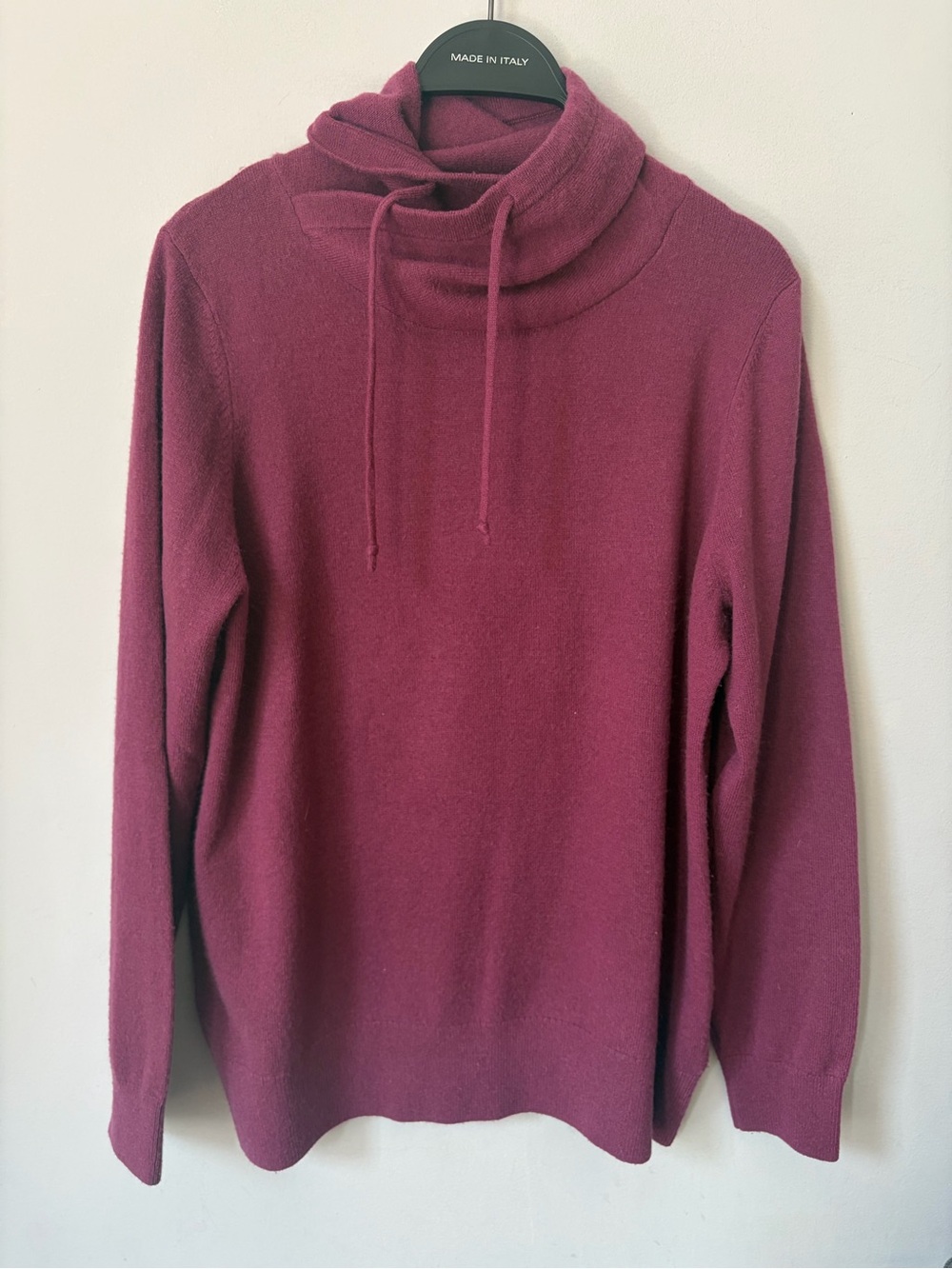 L.L. Bean 100% Cashmere Shawl Collar Drawstring Sweater